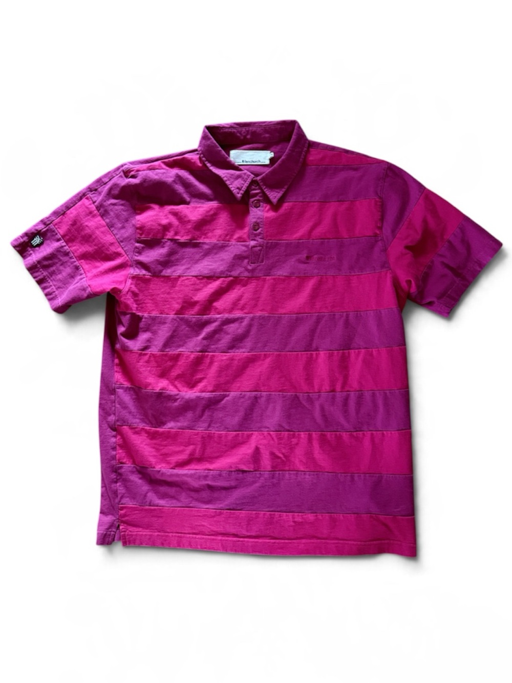 Men's Striped Polo Shirt in Magenta Pink